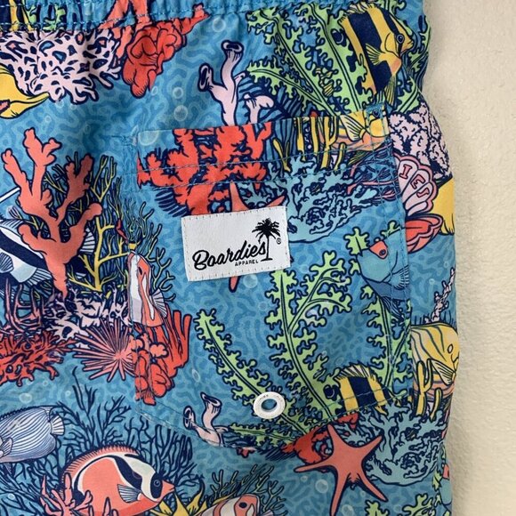 Boardies Boys 9 10 Swim Trunks Blue Fish Underwater Board Shorts Lined Colorful - Picture 7 of 16